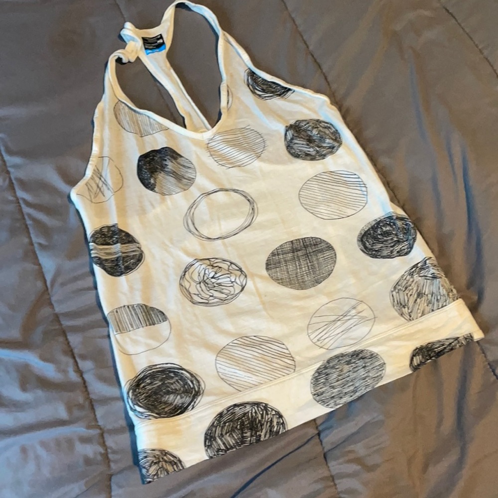 Icebreaker Cool-Lite Cream/Black Patterned Racerback Tank Size XS